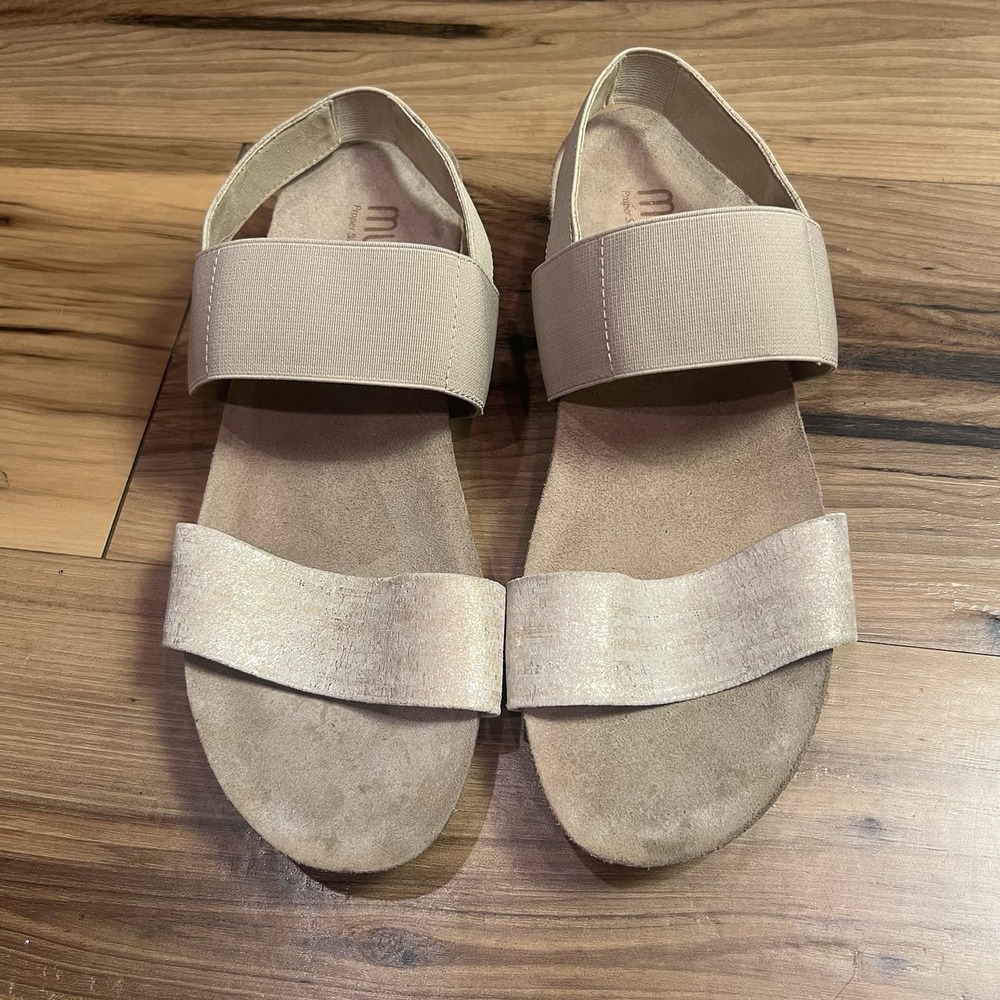 Munro Pisces Neutral Beige Leather Cork Strappy Comfort Sandals Women Sz 8M